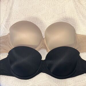 PINK Victoria's Secret Black and Tan Strapless Bras